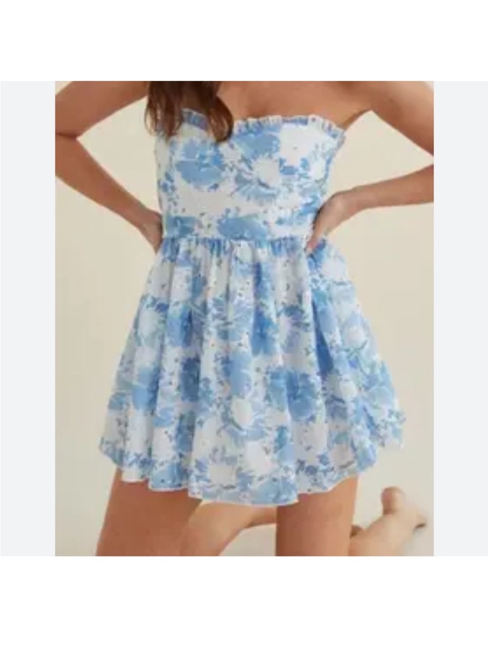 🆕- American Threads- Kaylie Strapless Floral Eyelet Mini Dress. Size: small